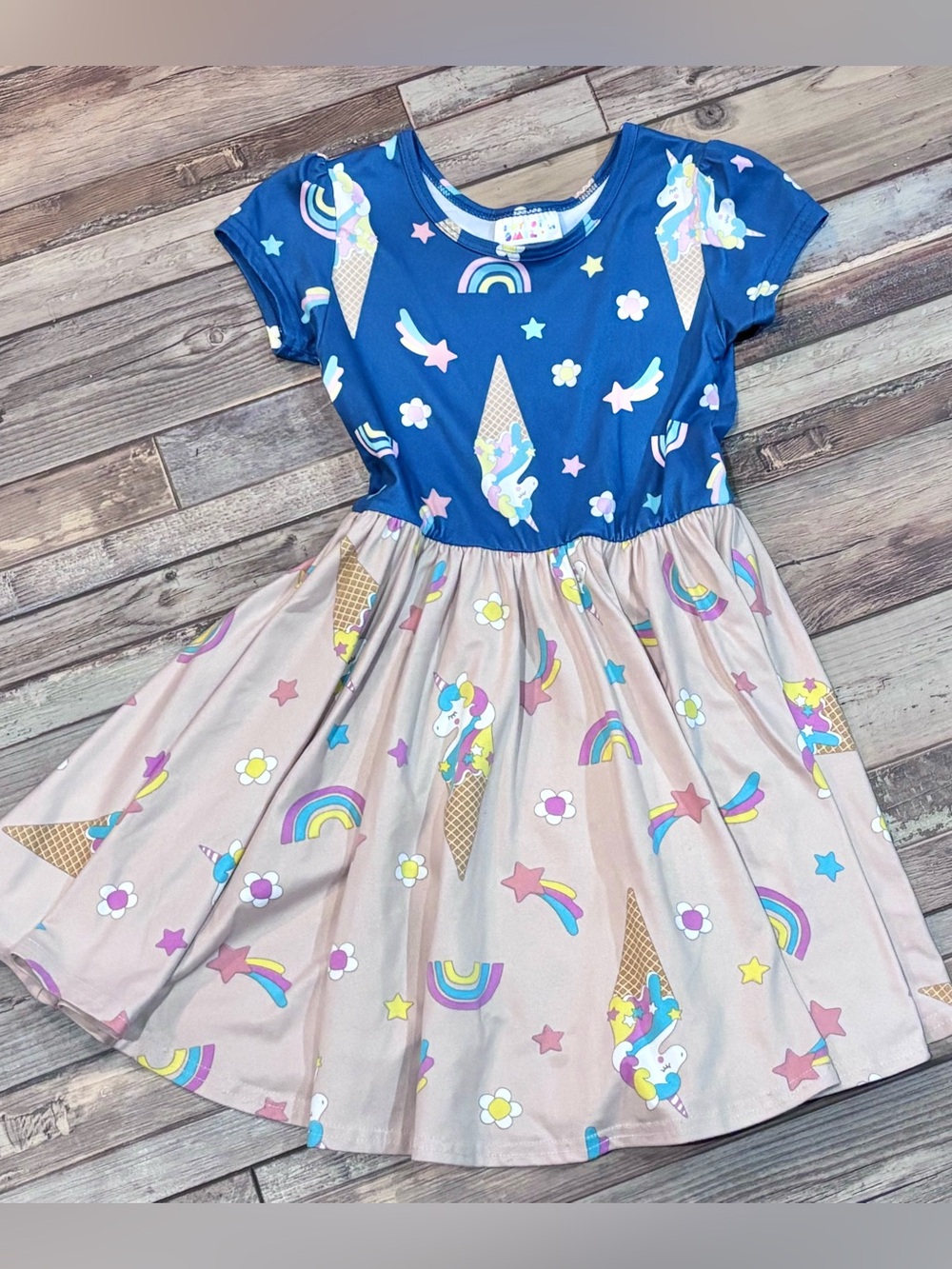 Dot Dot Smile ice cream & rainbows dress size 5/6